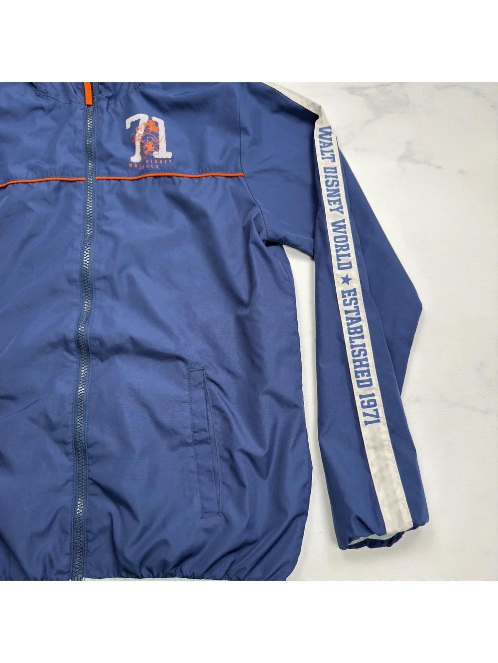 Disney Parks Hooded Windbreaker Jacket Blue Orange Zip-Up - Boys XL